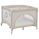 Tarc de joaca, Lionelo, Mille Plus, Pliabil, Include saltea cu densitate T25, 4 jucarii cu velcro, Manere textile, Geanta de transport, Cu roti si inchidere laterala, Pereti din plasa pentru vizibilitate si aerisire, 100 x 100 x 77 cm, Bej