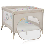 Tarc de joaca, Lionelo, Mille Plus, Pliabil, Include saltea cu densitate T25, 4 jucarii cu velcro, Manere textile, Geanta de transport, Cu roti si inchidere laterala, Pereti din plasa pentru vizibilitate si aerisire, 100 x 100 x 77 cm, Bej