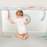 Tarc de joaca, Lionelo, Mille Plus, Pliabil, Include saltea cu densitate T25, 4 jucarii cu velcro, Manere textile, Geanta de transport, Cu roti si inchidere laterala, Pereti din plasa pentru vizibilitate si aerisire, 100 x 100 x 77 cm, Bej