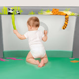 Tarc de joaca, Lionelo, Mille Plus, Pliabil, Include saltea cu densitate T25, 4 jucarii cu velcro, Manere textile, Geanta de transport, Cu roti si inchidere laterala, Pereti din plasa pentru vizibilitate si aerisire, 100 x 100 x 77 cm, Verde