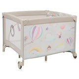 Tarc de joaca, Lionelo, Mille Plus, Pliabil, Include saltea cu densitate T25, 4 jucarii cu velcro, Manere textile, Geanta de transport, Cu roti si inchidere laterala, Pereti din plasa pentru vizibilitate si aerisire, 100 x 100 x 77 cm, Bej