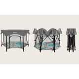 Tarc de joaca, Lionelo, Roel Plus, Pliere ultra-compacta, Sistem LockGuard impotriva plierii accidentale, Geanta de transport inclusa, Conform cu EN 12227:2010, 134x134x74 cm, 6 luni+, Multicolor