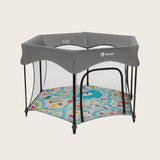 Tarc de joaca, Lionelo, Roel Plus, Pliere ultra-compacta, Sistem LockGuard impotriva plierii accidentale, Geanta de transport inclusa, Conform cu EN 12227:2010, 134x134x74 cm, 6 luni+, Multicolor