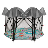 Tarc de joaca, Lionelo, Roel Plus, Pliere ultra-compacta, Sistem LockGuard impotriva plierii accidentale, Geanta de transport inclusa, Conform cu EN 12227:2010, 134x134x74 cm, 6 luni+, Multicolor