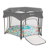 Tarc de joaca, Lionelo, Roel Plus, Pliere ultra-compacta, Sistem LockGuard impotriva plierii accidentale, Geanta de transport inclusa, Conform cu EN 12227:2010, 134x134x74 cm, 6 luni+, Multicolor