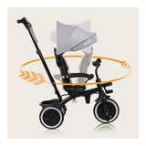 Tricicleta copii, Lionelo, Berry, 2 in 1, Multifunctionala, Suport picioare, Control al directiei, Scaun reversibil, Rotire 360 grade, Functie de roata libera, Utilizare pana la 5 ani, Constructie din otel, Conform cu standardul EN71, Gri