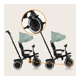 Tricicleta copii, Lionelo, Berry, 2 in 1, Multifunctionala, Suport picioare, Control al directiei, Scaun reversibil, Rotire 360 grade, Functie de roata libera, Utilizare pana la 5 ani, Constructie din otel, Conform cu standardul EN71, Verde