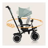 Tricicleta copii, Lionelo, Berry, 2 in 1, Multifunctionala, Suport picioare, Control al directiei, Scaun reversibil, Rotire 360 grade, Functie de roata libera, Utilizare pana la 5 ani, Constructie din otel, Conform cu standardul EN71, Verde