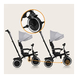 Tricicleta copii, Lionelo, Berry, 2 in 1, Multifunctionala, Suport picioare, Control al directiei, Scaun reversibil, Rotire 360 grade, Functie de roata libera, Utilizare pana la 5 ani, Constructie din otel, Conform cu standardul EN71, Gri