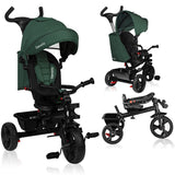 Tricicleta copii, Lionelo, Haari, Ultrapliabila, Multifunctionala, Suport picioare, Control al directiei, Scaun reversibil, Rotire 360 grade, Conform cu standardul european de securitate EN71, Verde