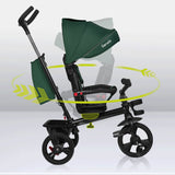 Tricicleta copii, Lionelo, Haari, Ultrapliabila, Multifunctionala, Suport picioare, Control al directiei, Scaun reversibil, Rotire 360 grade, Conform cu standardul european de securitate EN71, Verde