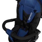 Tricicleta copii, Lionelo, Tris Plus, Ultrapliabila, Multifunctionala, Pana la 25 kg, Inclinare spatar in fata si in spate, Suport picioare, Control al directiei, Scaun reversibil, Rotire 360 grade, Conform cu EN71, 9 luni-5 ani, Albastru