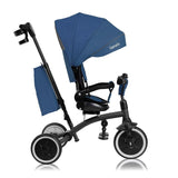 Tricicleta copii, Lionelo, Tris Plus, Ultrapliabila, Multifunctionala, Pana la 25 kg, Inclinare spatar in fata si in spate, Suport picioare, Control al directiei, Scaun reversibil, Rotire 360 grade, Conform cu EN71, 9 luni-5 ani, Albastru