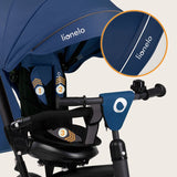 Tricicleta copii, Lionelo, Tris Plus, Ultrapliabila, Multifunctionala, Pana la 25 kg, Inclinare spatar in fata si in spate, Suport picioare, Control al directiei, Scaun reversibil, Rotire 360 grade, Conform cu EN71, 9 luni-5 ani, Albastru