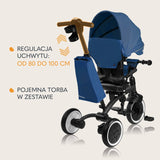 Tricicleta copii, Lionelo, Tris Plus, Ultrapliabila, Multifunctionala, Pana la 25 kg, Inclinare spatar in fata si in spate, Suport picioare, Control al directiei, Scaun reversibil, Rotire 360 grade, Conform cu EN71, 9 luni-5 ani, Albastru