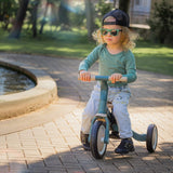 Tricicleta, Petite&Mars, Turbo, 5 in 1, Multifunctionala, Vehicul de impins, Bicicleta cu/fara pedale, Cu maner de ghidaj, Detasabil, Roti din cauciuc, Pana la 25 kg, 1.5-5 ani, Verde