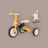 Tricicleta, Petite&Mars, Turbo, 5 in 1, Multifunctionala, Vehicul de impins, Bicicleta cu/fara pedale, Cu maner de ghidaj, Detasabil, Roti din cauciuc, Pana la 25 kg, 1.5-5 ani, Ocru