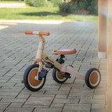 Tricicleta, Petite&Mars, Turbo, 5 in 1, Multifunctionala, Vehicul de impins, Bicicleta cu/fara pedale, Cu maner de ghidaj, Detasabil, Roti din cauciuc, Pana la 25 kg, 1.5-5 ani, Ocru