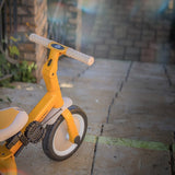 Tricicleta, Petite&Mars, Turbo, 5 in 1, Multifunctionala, Vehicul de impins, Bicicleta cu/fara pedale, Cu maner de ghidaj, Detasabil, Roti din cauciuc, Pana la 25 kg, 1.5-5 ani, Ocru