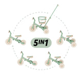 Tricicleta, Petite&Mars, Turbo, Editie limitata, 5 in 1, Multifunctionala, Vehicul de impins, Bicicleta cu/fara pedale, Cu maner de ghidaj, Detasabil, Roti din cauciuc, Pana la 25 kg, 1.5-5 ani, Green Twist