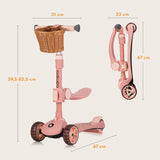 Trotineta, Lionelo, Franky, Multifunctionala, Pliabila, Pana la 50 kg, Bicicleta cu 3 roti si trotineta de echilibru, Ghidon reglabil, Sezut detasabil, Roti cu LED, Conform cu EN71, EN62115, 12 luni+, Roz