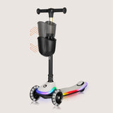 Trotineta pentru copii, Lionelo, Mey, Ultrapliabila, Cu lumini si cosulet, Maner ajustabil pe inaltime, 3 ani+, Pana la 50 Kg, Ultra usor, 2.8 kg, Conform cu standardul EN71-1/2/3, Certificata Intertek, Bej