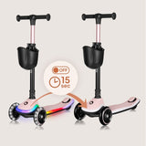 Trotineta pentru copii, Lionelo, Mey, Ultrapliabila, Cu lumini si cosulet, Maner ajustabil pe inaltime, 3 ani+, Pana la 50 Kg, Ultra usor, 2.8 kg, Conform cu standardul EN71-1/2/3, Certificata Intertek, Roz