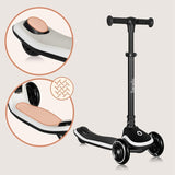 Trotineta pentru copii, Lionelo, Mey, Ultrapliabila, Cu lumini si cosulet, Maner ajustabil pe inaltime, 3 ani+, Pana la 50 Kg, Ultra usor, 2.8 kg, Conform cu standardul EN71-1/2/3, Certificata Intertek, Negru