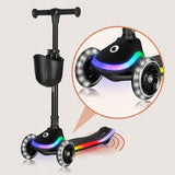 Trotineta pentru copii, Lionelo, Mey, Ultrapliabila, Cu lumini si cosulet, Maner ajustabil pe inaltime, 3 ani+, Pana la 50 Kg, Ultra usor, 2.8 kg, Conform cu standardul EN71-1/2/3, Certificata Intertek, Negru