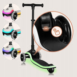 Trotineta pentru copii, Lionelo, Mey, Ultrapliabila, Cu lumini si cosulet, Maner ajustabil pe inaltime, 3 ani+, Pana la 50 Kg, Ultra usor, 2.8 kg, Conform cu standardul EN71-1/2/3, Certificata Intertek, Negru
