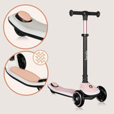 Trotineta pentru copii, Lionelo, Mey, Ultrapliabila, Cu lumini si cosulet, Maner ajustabil pe inaltime, 3 ani+, Pana la 50 Kg, Ultra usor, 2.8 kg, Conform cu standardul EN71-1/2/3, Certificata Intertek, Roz