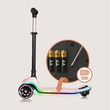 Trotineta pentru copii, Lionelo, Mey, Ultrapliabila, Cu lumini si cosulet, Maner ajustabil pe inaltime, 3 ani+, Pana la 50 Kg, Ultra usor, 2.8 kg, Conform cu standardul EN71-1/2/3, Certificata Intertek, Roz