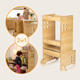 Turn de invatare Montessori, Lionelo, Cass, Functie de raft pentru carti, Pana la 30 kg, 12 luni - 6 ani, Din MDF si furnir, 3 trepte de inaltime, Alb