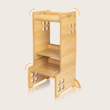 Turn de invatare Montessori, Lionelo, Cass, Functie de raft pentru carti, Pana la 30 kg, 12 luni - 6 ani, Din MDF si furnir, 3 trepte de inaltime, Alb