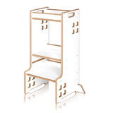 Turn de invatare Montessori, Lionelo, Cass, Functie de raft pentru carti, Pana la 30 kg, 12 luni - 6 ani, Din MDF si furnir, 3 trepte de inaltime, Alb