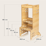 Turn de invatare Montessori, Lionelo, Cass, Functie de raft pentru carti, Pana la 30 kg, 12 luni - 6 ani, Din MDF si furnir, 3 trepte de inaltime, Alb