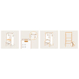 Turn de invatare Montessori, Lionelo, Cass, Functie de raft pentru carti, Pana la 30 kg, 12 luni - 6 ani, Din MDF si furnir, 3 trepte de inaltime, Alb