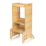 Turn de invatare Montessori, Lionelo, Cass, Functie de raft pentru carti, Pana la 30 kg, 12 luni - 6 ani, Din MDF si furnir, 3 trepte de inaltime, Natur