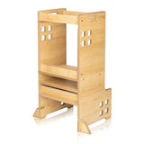 Turn de invatare Montessori, Lionelo, Cass, Functie de raft pentru carti, Pana la 30 kg, 12 luni - 6 ani, Din MDF si furnir, 3 trepte de inaltime, Natur