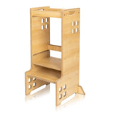 Turn de invatare Montessori, Lionelo, Cass, Functie de raft pentru carti, Pana la 30 kg, 12 luni - 6 ani, Din MDF si furnir, 3 trepte de inaltime, Natur