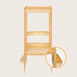 Turn de invatare Montessori, Lionelo, Cass, Functie de raft pentru carti, Pana la 30 kg, 12 luni - 6 ani, Din MDF si furnir, 3 trepte de inaltime, Natur