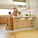 Turn de invatare Montessori, Lionelo, Cass, Functie de raft pentru carti, Pana la 30 kg, 12 luni - 6 ani, Din MDF si furnir, 3 trepte de inaltime, Natur