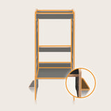 Turn de invatare Montessori, Lionelo, Cass, Functie de raft pentru carti, Pana la 30 kg, 12 luni - 6 ani, Din MDF si furnir, 3 trepte de inaltime, Negru