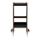 Turn de invatare Montessori, Lionelo, Cass, Functie de raft pentru carti, Pana la 30 kg, 12 luni - 6 ani, Din MDF si furnir, 3 trepte de inaltime, Negru