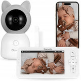 Video monitor, Lionelo, Babyline 9.2. AI, 5 inch, Camera Full HD, Zoom digital 4x, Aplicatie, Tehnologia AI cu detectare a miscarii, Recunoasterea motivului plansului, Melodii, Zgomote albe, Mod nocturn, Alb