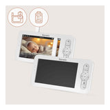 Video monitor, Lionelo, Babyline 9.2. AI, 5 inch, Camera Full HD, Zoom digital 4x, Aplicatie, Tehnologia AI cu detectare a miscarii, Recunoasterea motivului plansului, Melodii, Zgomote albe, Mod nocturn, Alb