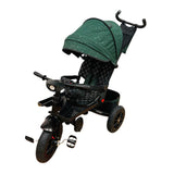 Tricicleta roti cauciuc plin, cu pozitie somn, scaun rotativ, muzica si lumini,culoare  VERDE SMARALD, BBD5299VS