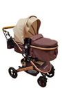 Carucior Belecoo , model 2 in 1 cu suspensii si roti cauciuc plin ,recomandat 0-36 luni, culoare bej/maro , BBDBLCBM