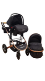 Carucior Belecoo 3 in 1 cu suspensii si roti cauciuc plin, reversibil, accesorizat culoare NEGRU, BBD530WN