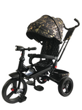 Tricicleta Jazz +8 luni evolutiva, cu pozitie de somn, scaun rotativ si muzica distractiva, culoare NEGRU AURIU, Cadrul maroniu